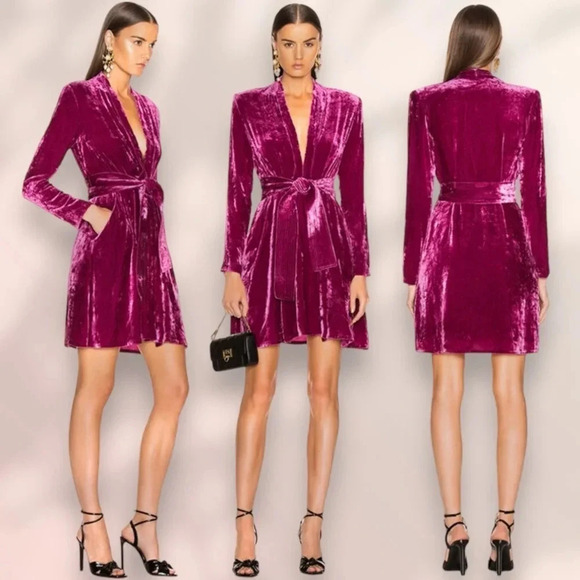 A.L.C. Kiera Velvet Dress Whimsigoth Fuchsia Pink Size 2 - Picture 11 of 13